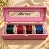 Premium Diamond Bangle Box with Designer Kada & Glass Bangles