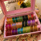 Raksha Bandhan Special Premium Bangle Box With Name ( 180 Diamond Bangles + 33 Ghungroo Bangles)
