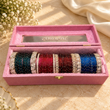 Premium Diamond Bangle Box with Designer Kada & Glass Bangles