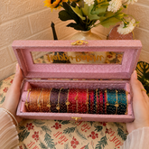 Raksha Bandhan Special Premium Bangle Box With Name ( 60 Diamond Bangles + 10 Ghungroo Bangles)