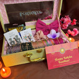 Raksha Bandhan Special Hamper For Her Includes( 60 Diamond Bangles,11 Ghungroo Bangles,1 Oxidise Jhumka,1 Korean Earring,1 Clutcher,1 Bow,1 Chocolate,1 Scrunchie)