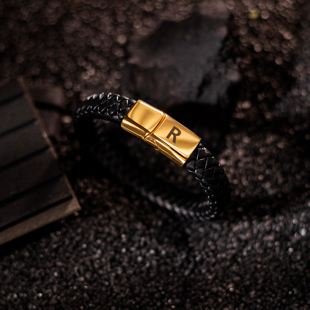 Leather Lock Bracelet - Gold