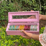 Premium Bangle Box With Name ( 60 Diamond Bangles + 10 Ghungroo Bangles)