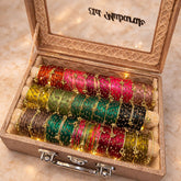 Premium Bangle Box With Name ( 180 Diamond Bangles + 33 Ghungroo Bangles + Led Light)