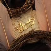 Crown & Heart Style Couple Name Necklace - Gold - Xctasy