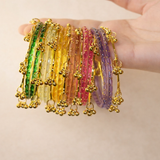 Mix Colored Kashmiri Bangles (12 bangle + 7 ghungroo bangle )