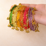 Mix Colored Kashmiri Bangles (12 bangle + 7 ghungroo bangle )