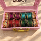 Premium Sparkle Bangle Box with Designer Kada & Glass Bangles