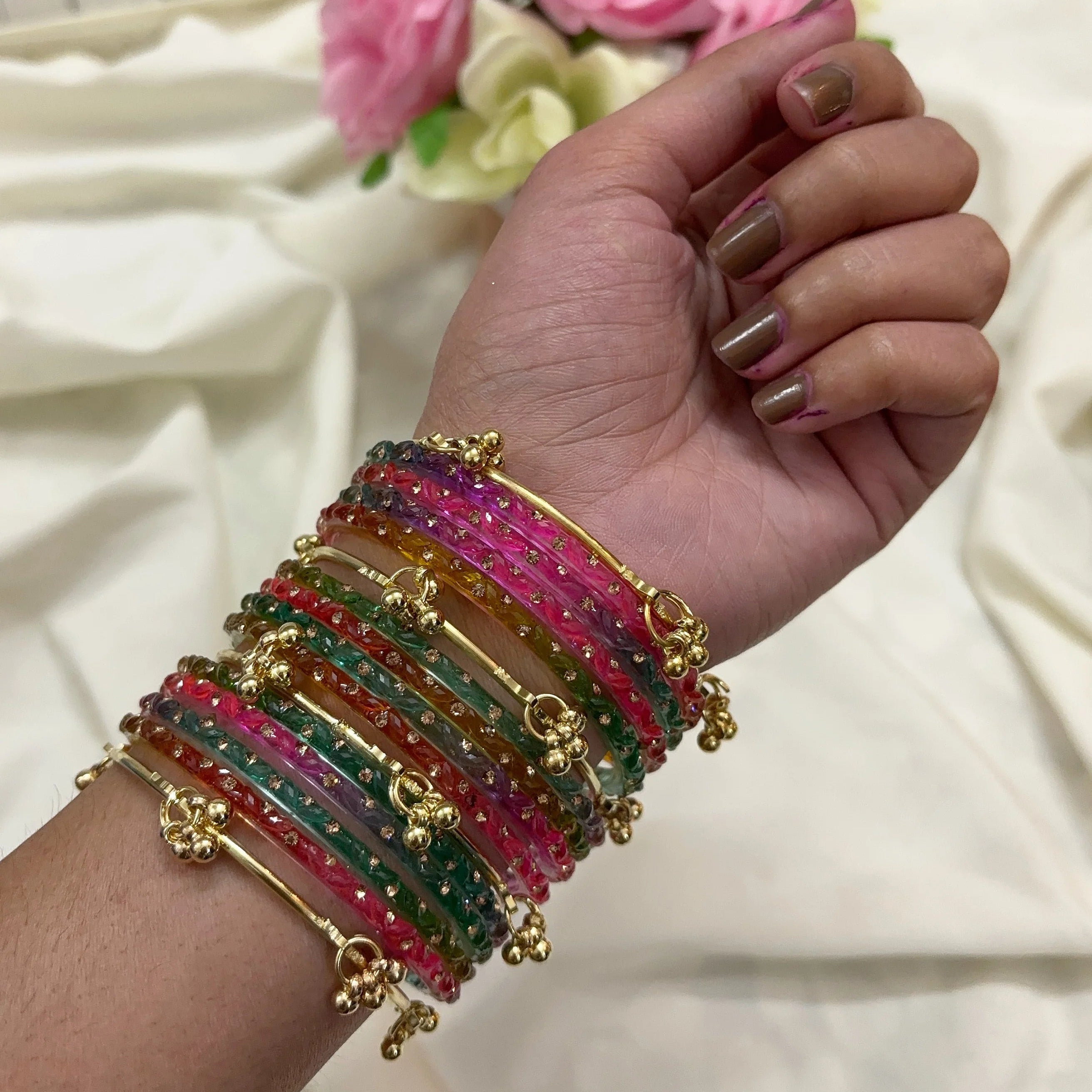 Premium Bangle Box With Name ( 60 Diamond Bangles + 10 Ghungroo Bangles ...