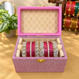Premium Diamond Bangles Box with Silver Stone Kada – Random Color Collection ✨