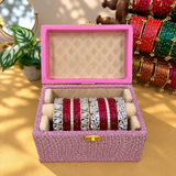 Premium Diamond Bangles Box with Silver Stone Kada – Random Color Collection ✨