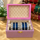Premium Diamond Bangles Box with Silver Stone Kada – Random Color Collection ✨