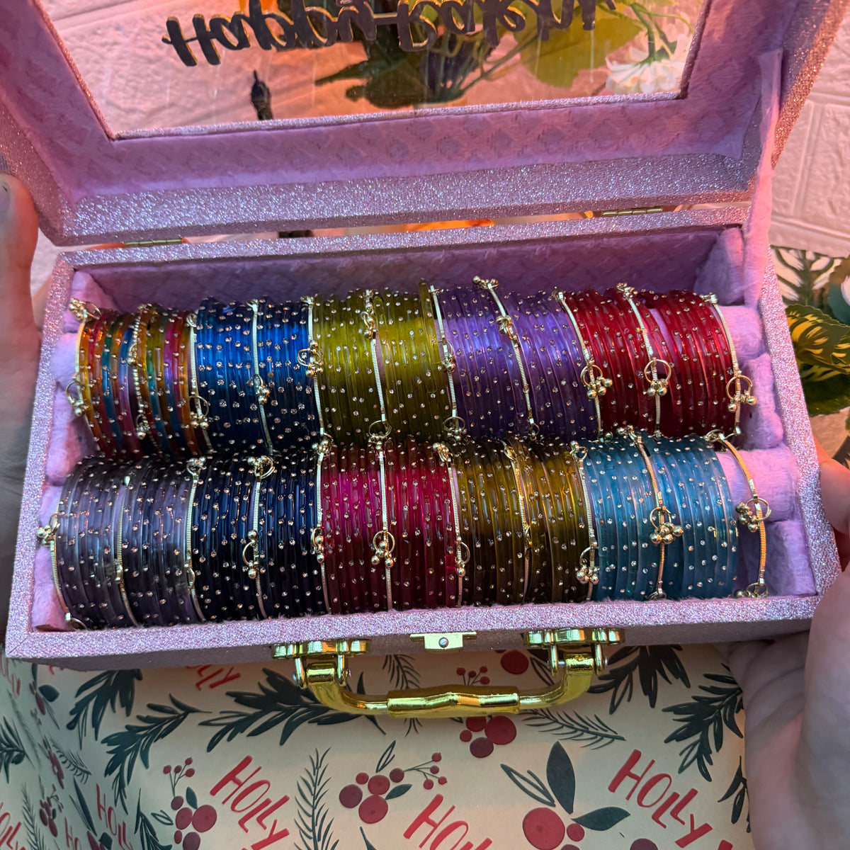 Raksha Bandhan Special Premium Bangle Box With Name ( 120 Diamond Bangles + 20 Ghungroo Bangles)