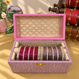 Premium Diamond Bangles Box with Golden And Silver Stone Kada set of 2