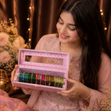 Premium Green Bangle Box With Name ( 60 Diamonds Bangles + 10 Ghungroo Bangles )