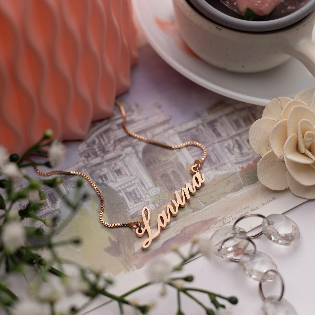 Simple Style Name Necklace - Rose Gold - Xctasy