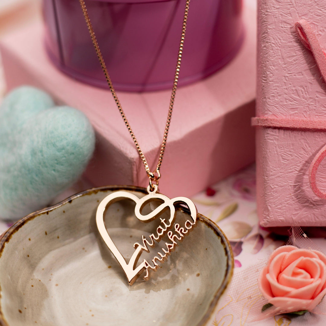 Special Love Style Couple Name Necklace - Rose Gold - Xctasy