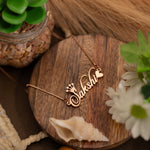 Load image into Gallery viewer, Candlescript Crown &amp; Heart Style Name Necklace - Rose Gold - Xctasy
