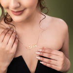 Load image into Gallery viewer, Candlescript Crown &amp; Heart Style Name Necklace - Rose Gold

