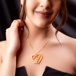 Load image into Gallery viewer, Butterfly Heart Style With Engraving Couple Name Necklace - Gold
