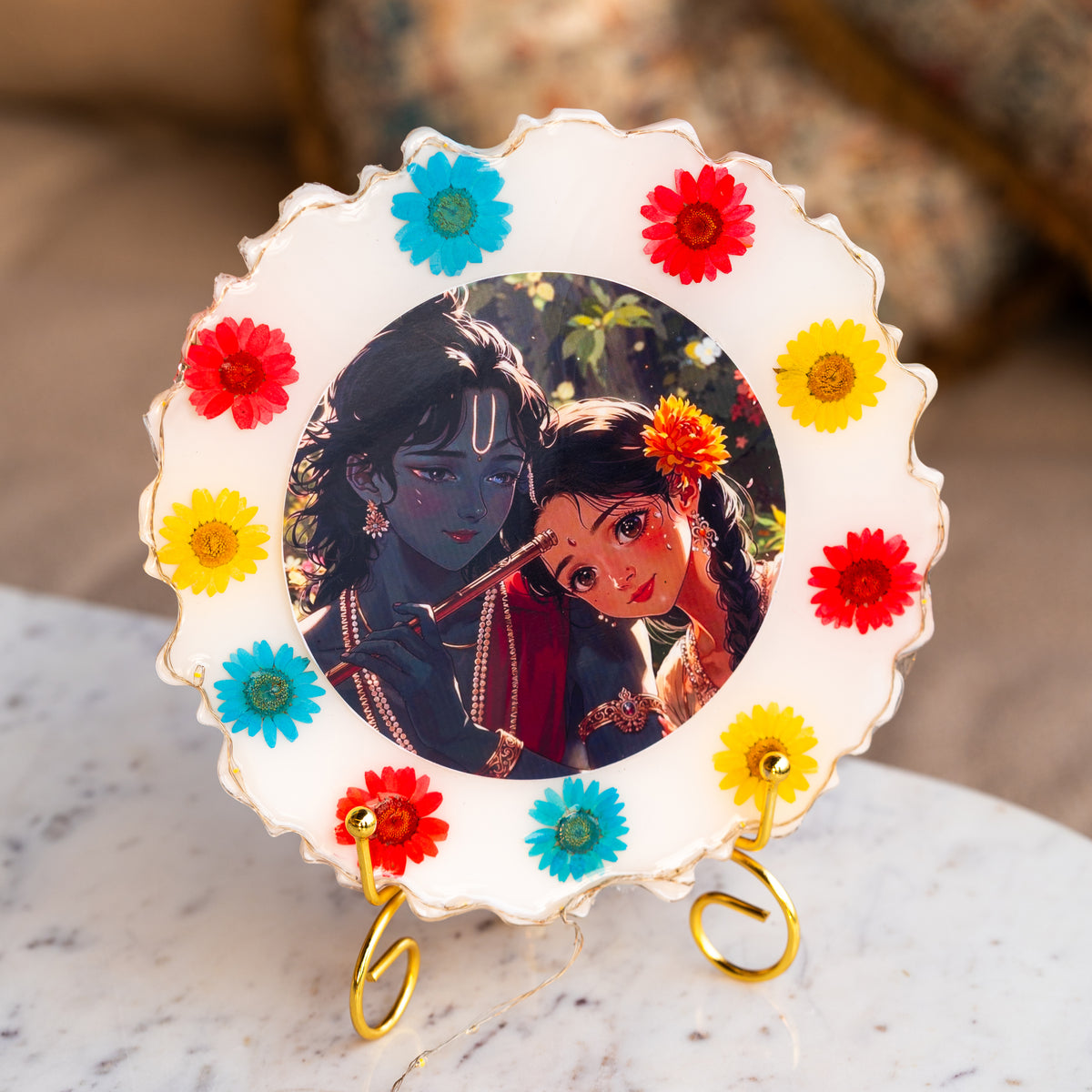 Floral Love Resin Artwork With Light