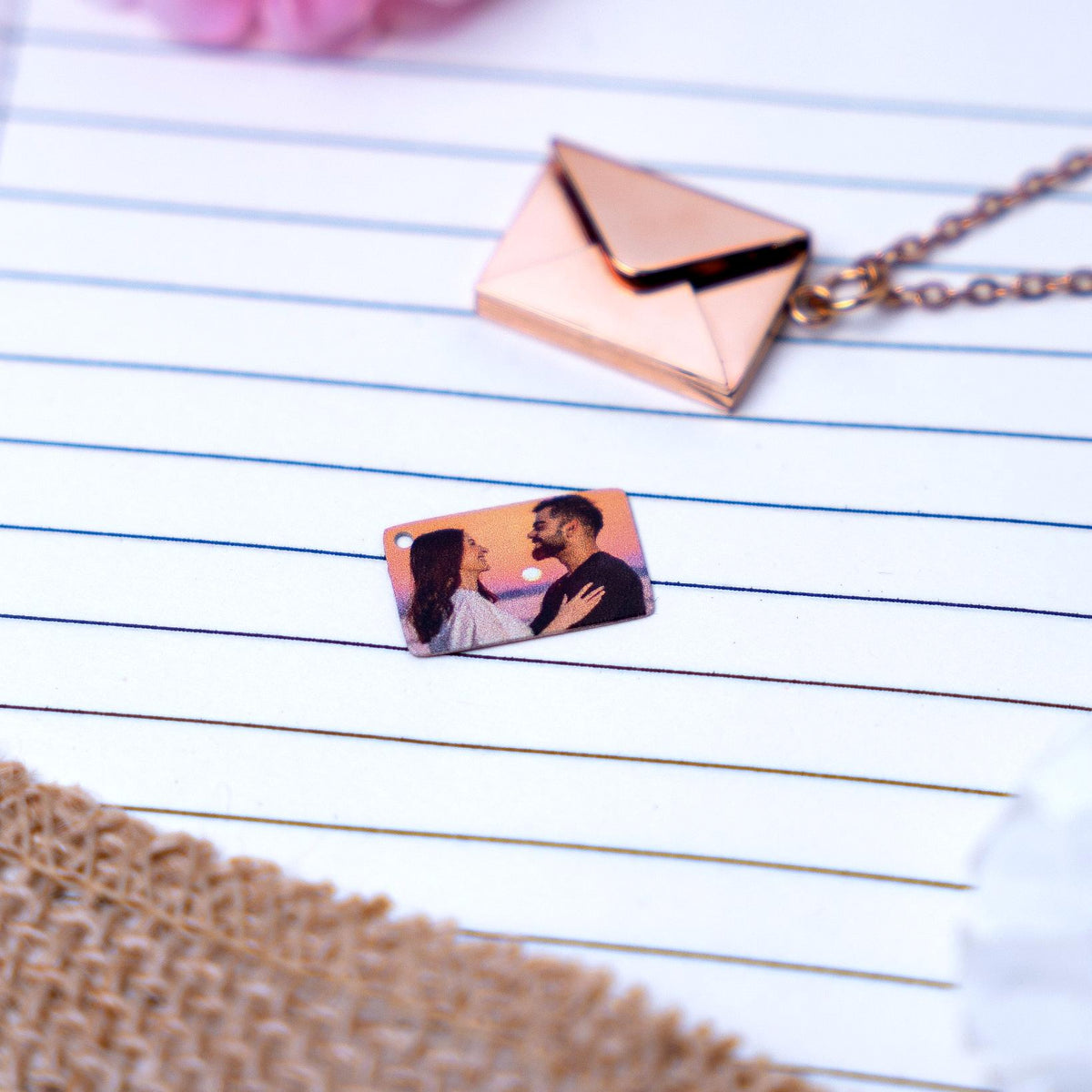 Envelope Colored Photo Necklace