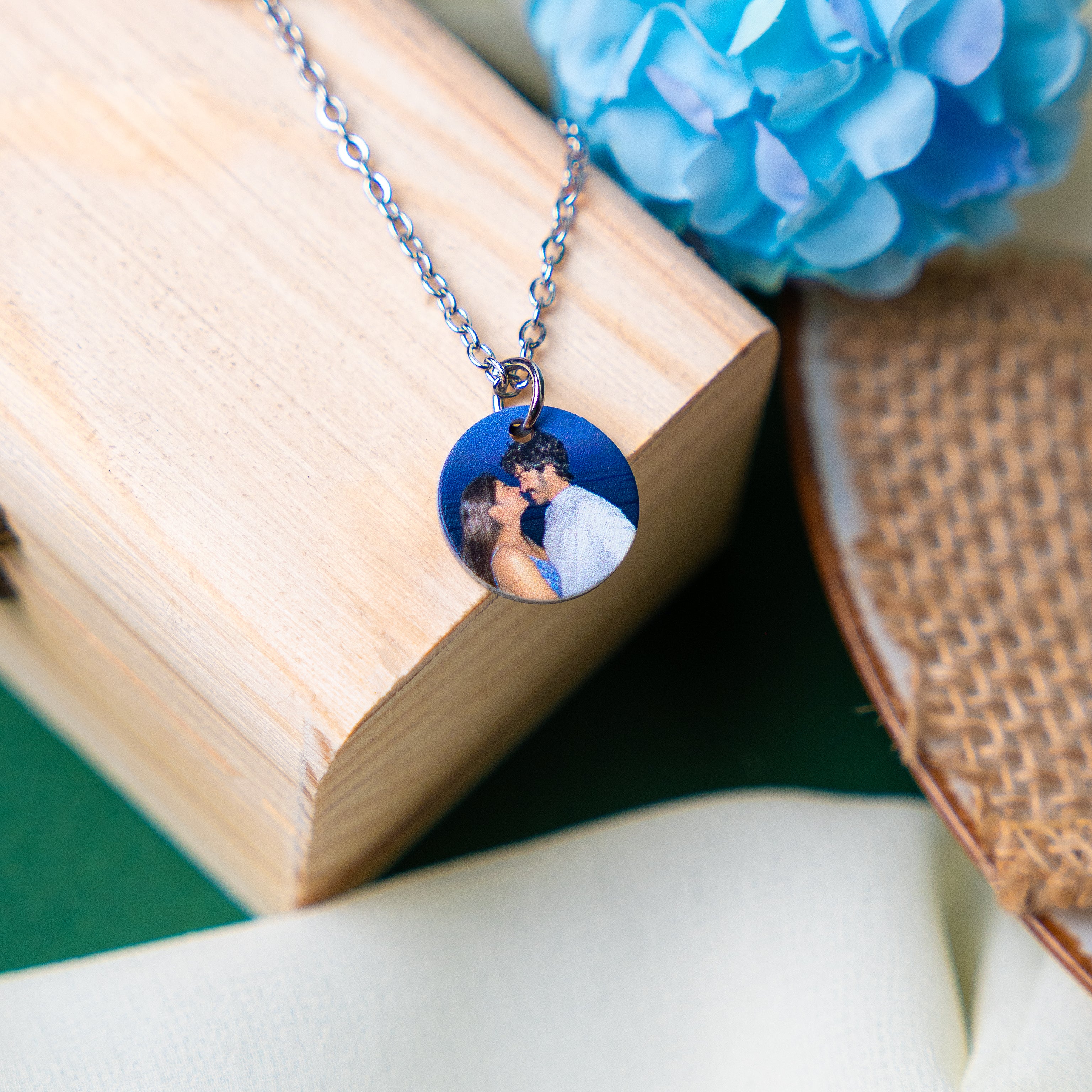 Circle Colored Photo Necklace