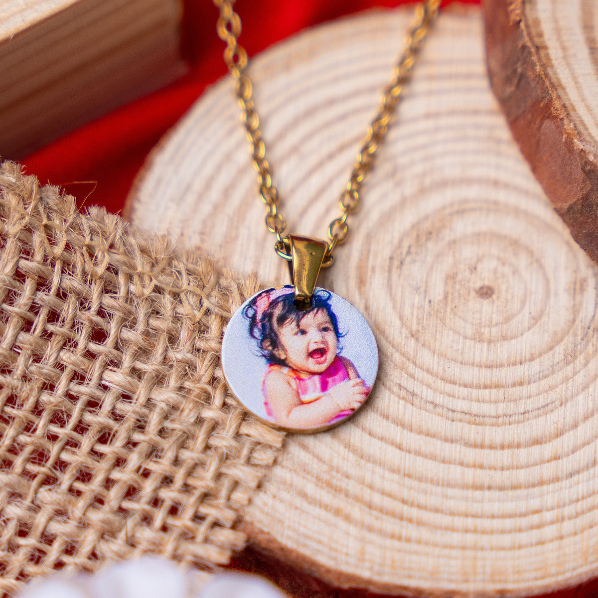 Circle Colored Photo Necklace