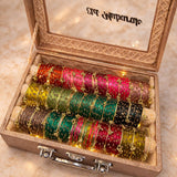 Premium Bangle Box With Name ( 180 Diamond Bangles + 33 Ghungroo Bangles + Led Light)