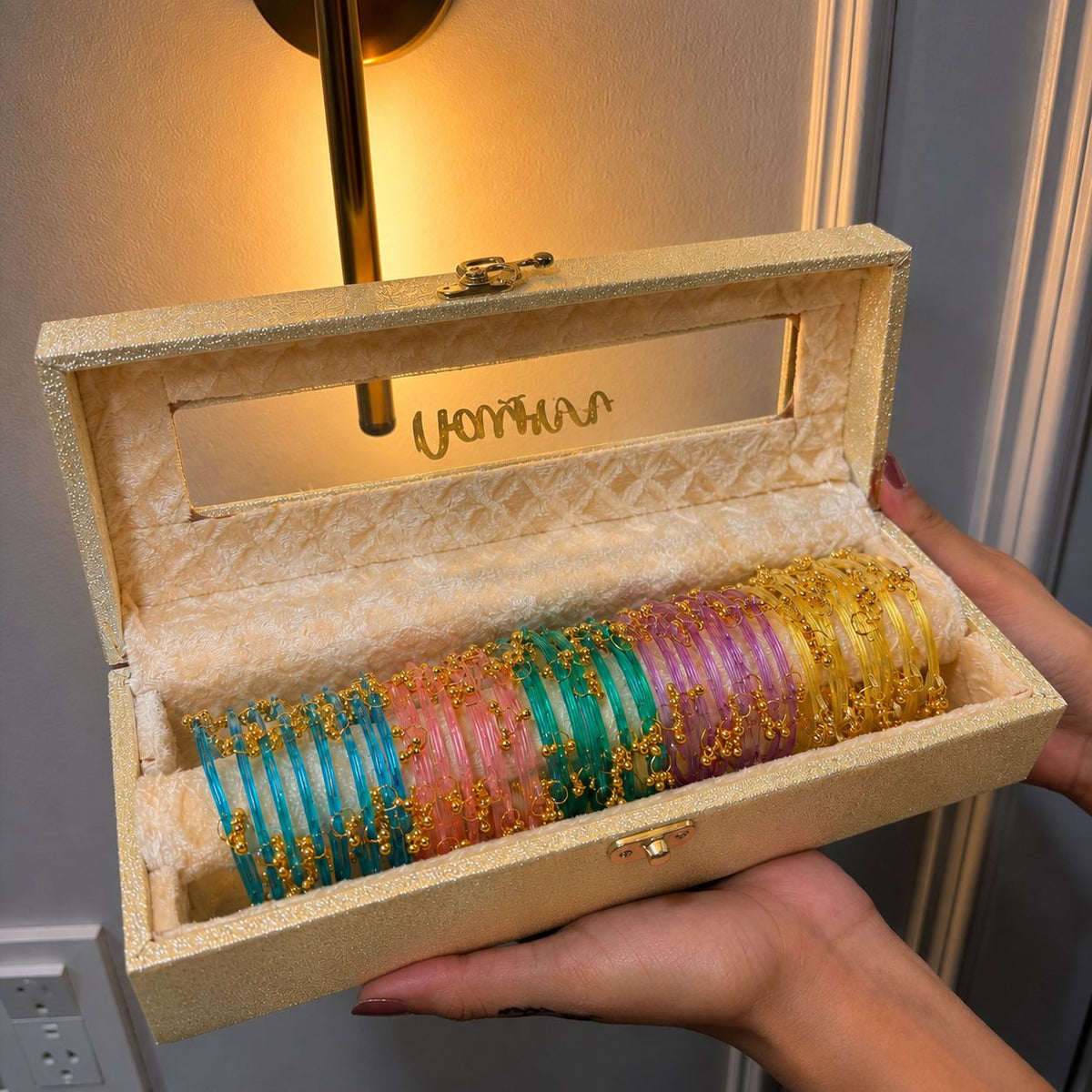 Kashmiri Premium Bangle Box With Name (40 kashmiri ghungroo Jelly bangle)