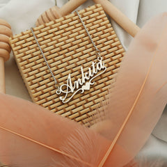 Bottom Heart Style Name Necklace - Silver - Xctasy