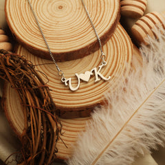 Letter Style Couple Name Necklace - Silver - Xctasy