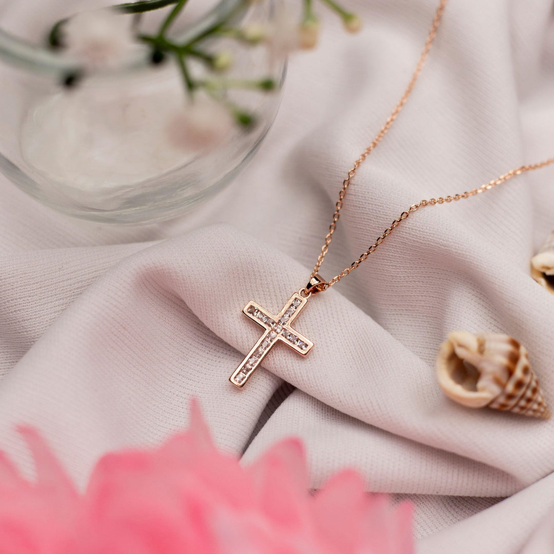 Holy Cross Rose Gold Necklace