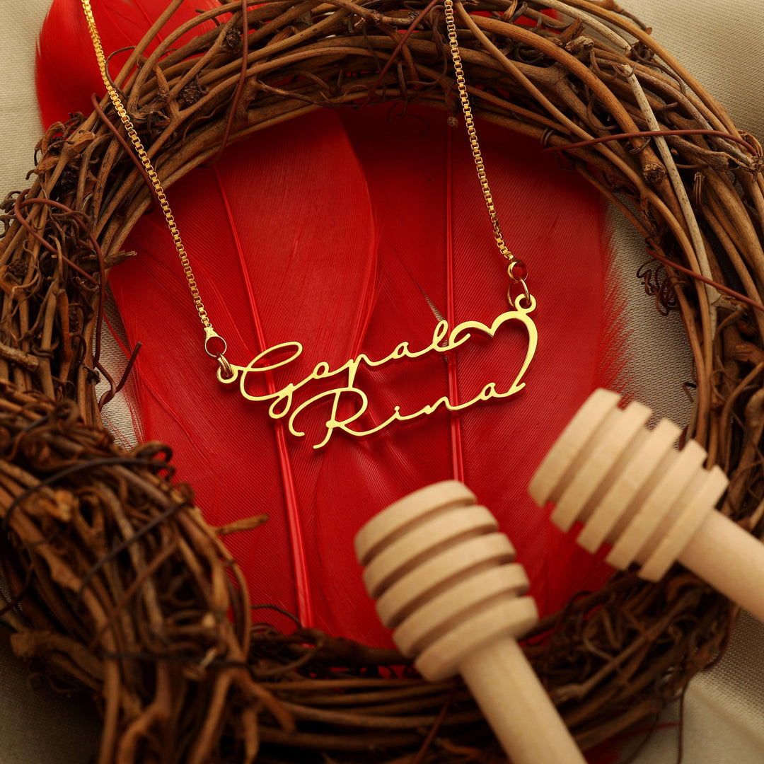 Signature Style Couple Name Necklace - Gold