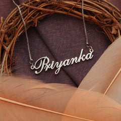 Simple Style Name Necklace - Silver - Xctasy