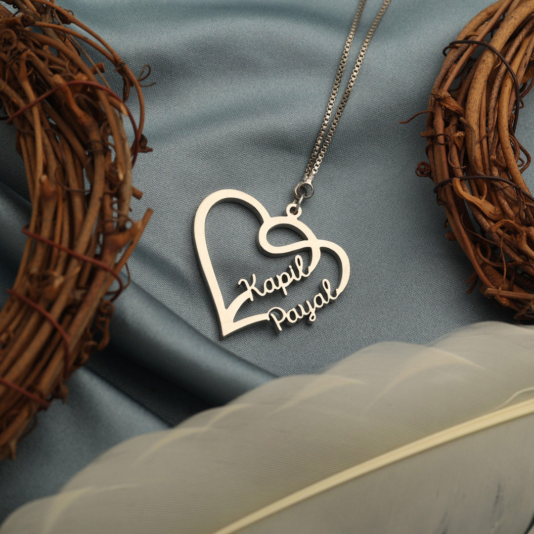 Special Love Style Couple Name Necklace - Silver - Xctasy